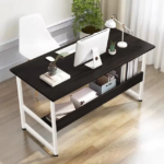 Furnitory Modern Dual-Tone Office Desk with Modesty Panel