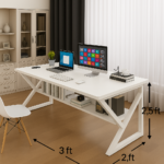 Furnitory Modern K-Leg Office Desk with Storage Shelf