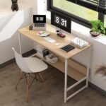 Furnitory Modern Dual-Tone Office Desk with Modesty Panel