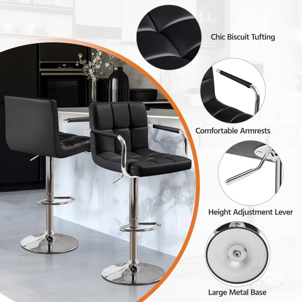 Furnitory Modern Tufted Hydraulic Bar Stool