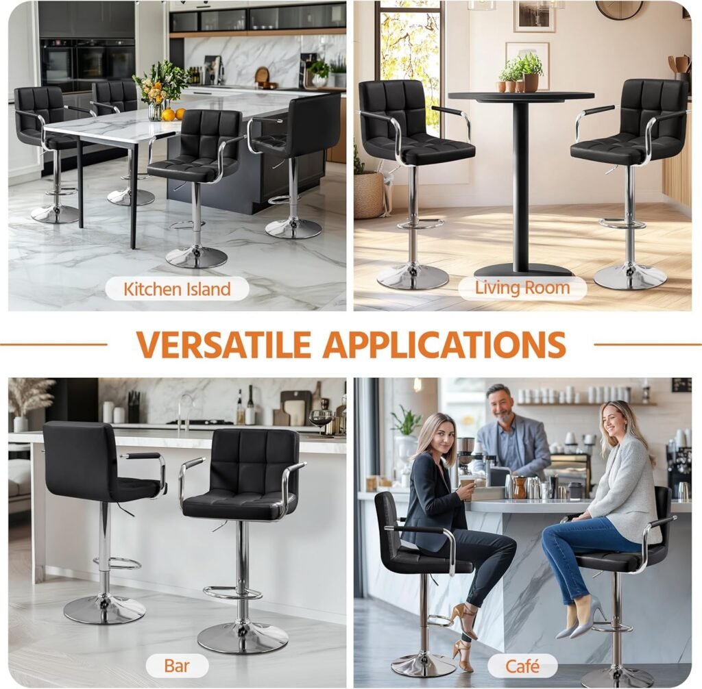Furnitory Modern Tufted Hydraulic Bar Stool