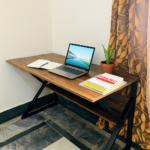 Furnitory Modern K-Leg Office Desk with Storage Shelf