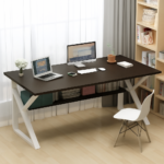 Furnitory Modern K-Leg Office Desk with Storage Shelf