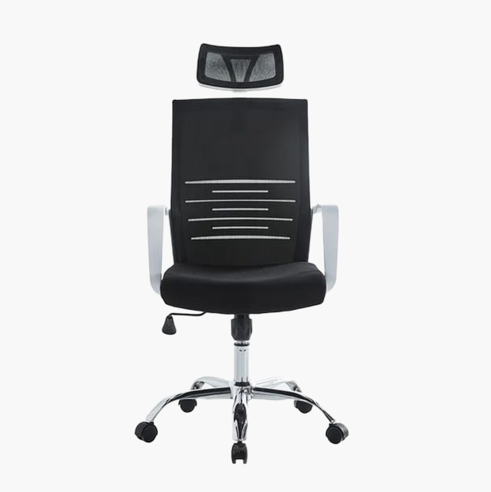 Furnitory Linear Mesh High-Back Office Chair with Chrome Base