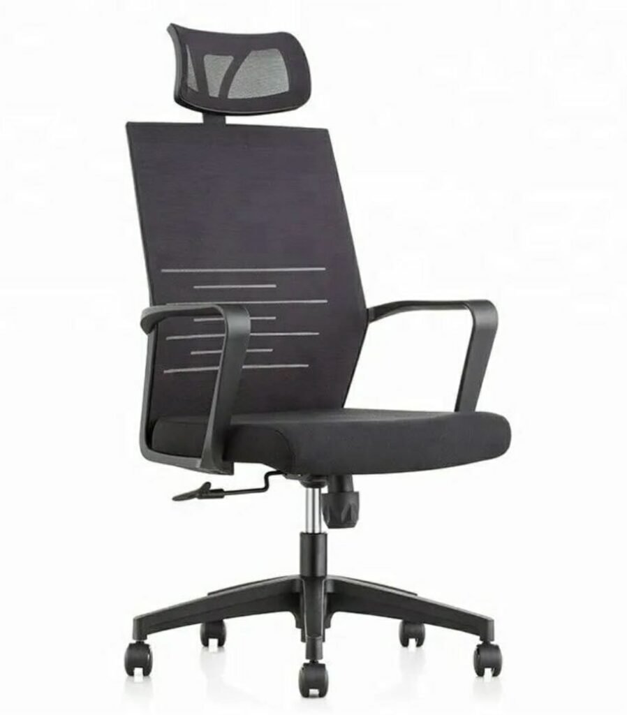 Furnitory Linear Mesh High-Back Office Chair with Chrome Base