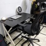 Furnitory Modern K-Leg Office Desk with Storage Shelf
