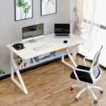 Furnitory Modern K-Leg Office Desk with Storage Shelf