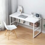 Furnitory Modern Dual-Tone Office Desk with Modesty Panel