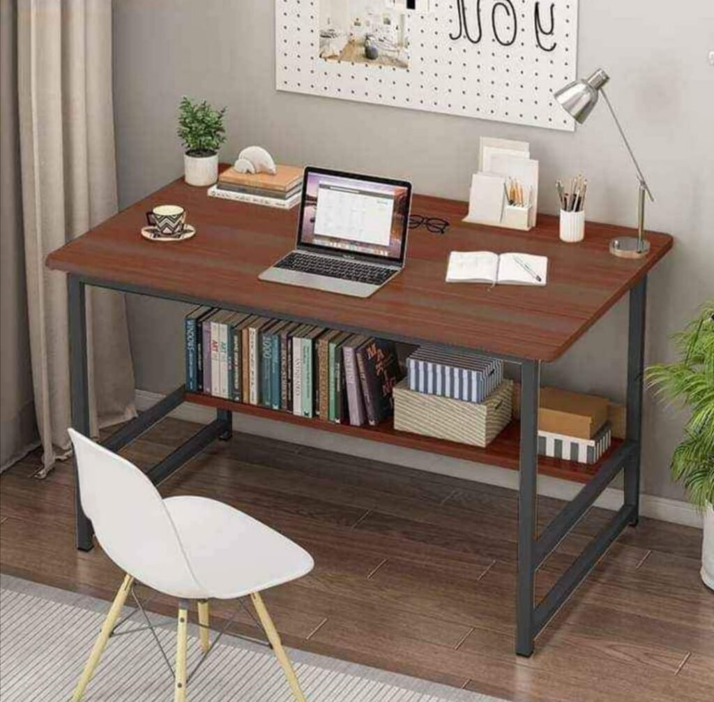 Furnitory Modern Dual-Tone Office Desk with Modesty Panel