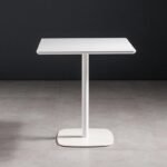 Furnitory Modern Minimalist Square Coffee Table with Single Pedestal Base