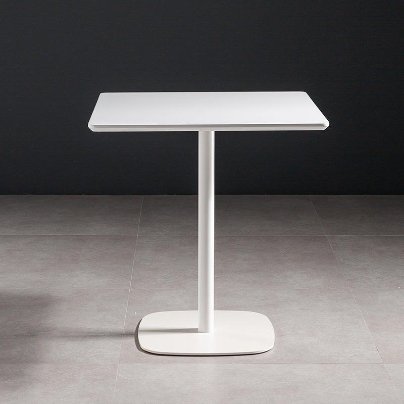 Furnitory Modern Minimalist Square Coffee Table with Single Pedestal Base