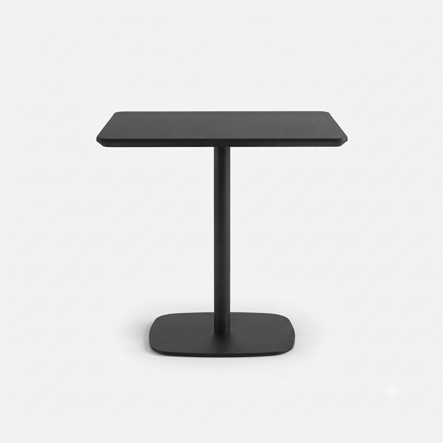 Furnitory Modern Minimalist Square Coffee Table with Single Pedestal Base